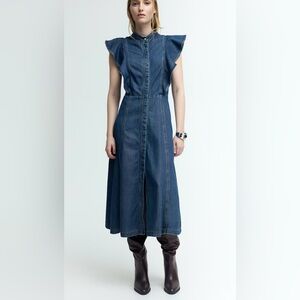 H&M Blue Denim Midi Dress